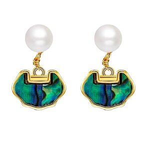 New Chinese ethnic style Ruyi lock(cloud) earrings temperament pearl earrings